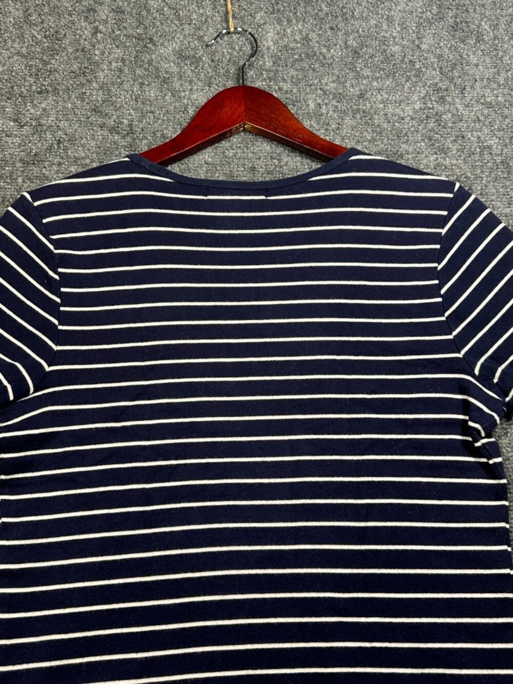 Lauren Ralph Lauren Top Womens Medium Blue White Stripe Cotton Short Sleeve Tee - Picture 8 of 8